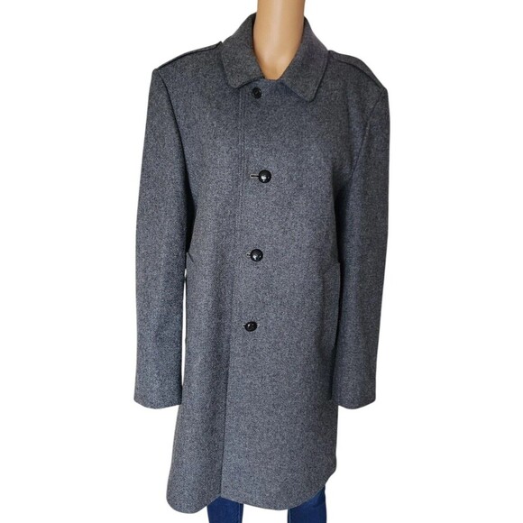 Casualcraft of New York Overcoat Men Size 42 Long Gray Long Sleeve Collared Wool - Picture 10 of 10